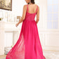 détachable Paillettes Robe de Soirée FUCHSIA