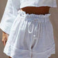 Short boho blanc en coton mélangé