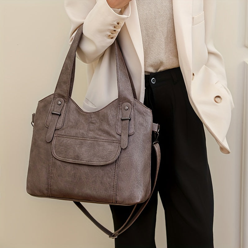 Große vegane Rindsledertasche, Schultertasche
