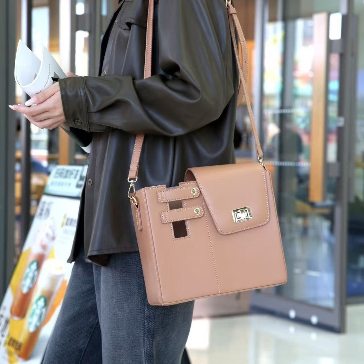 Vegan Leder Schultertasche