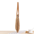 Einfache runde Schultertasche Strohtasche Sommer Strandtaschen