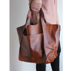 Übergroße Leder-Schultertasche für Frauen