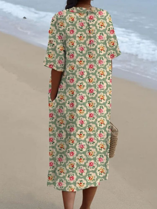 ZuliaMC | Robe vintage à imprimé floral pour femme