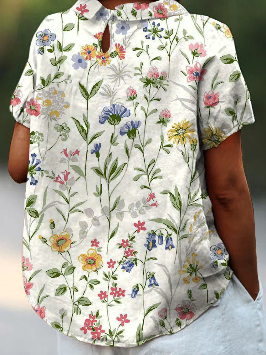 Chemise à imprimé floral rétro pour femmes