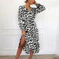 Robe décolleté en V avec motif animalier