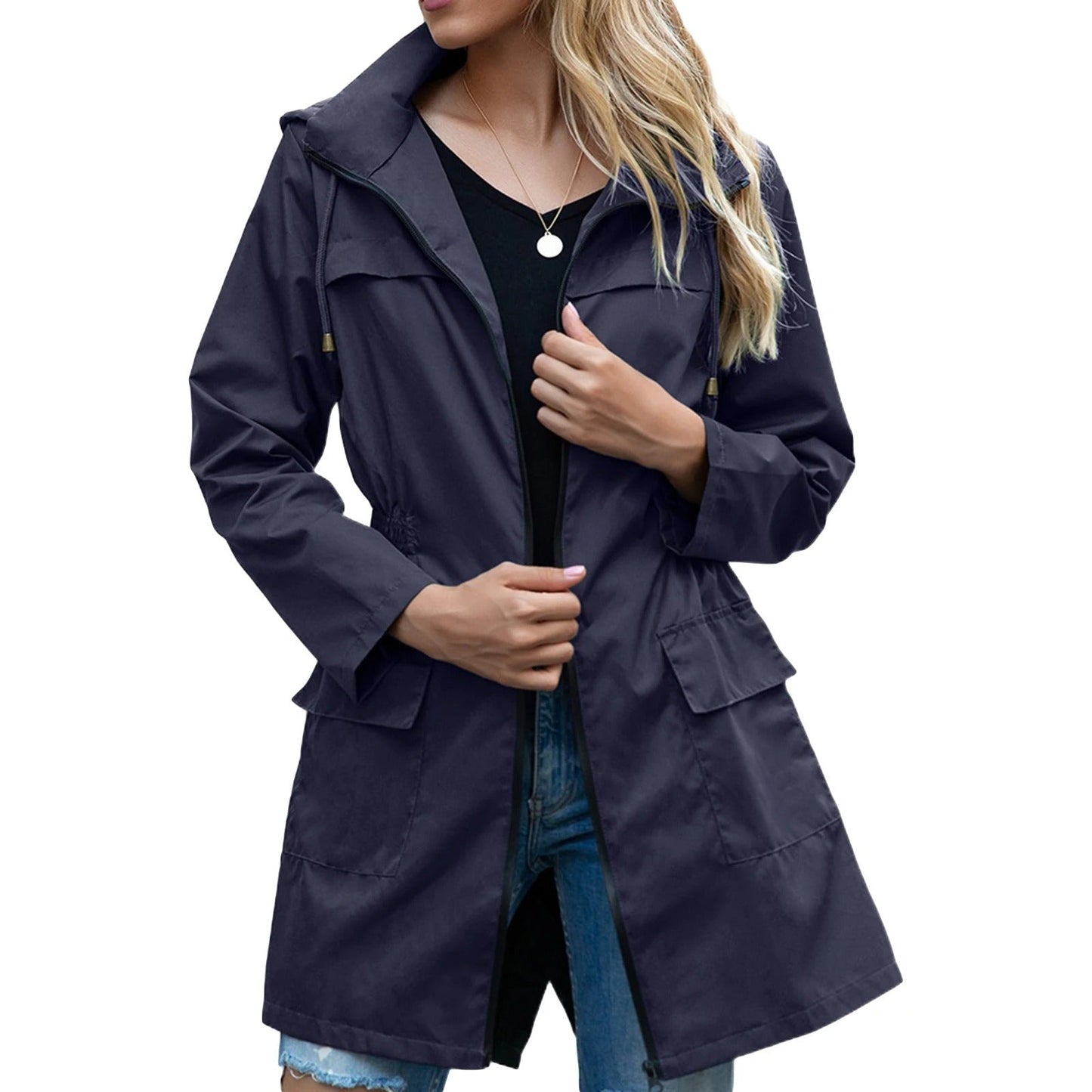 manteau d'été long, léger, imperméable et coupe-vent