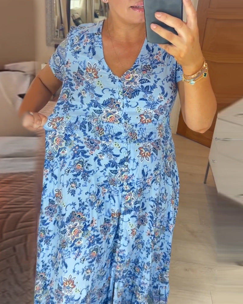 Robe à imprimé floral avec décolleté en V