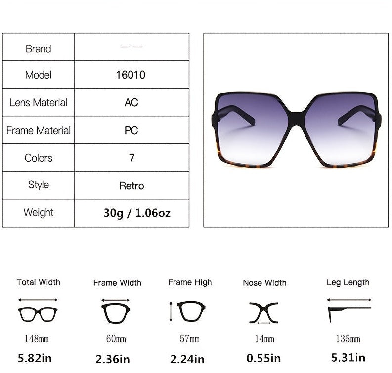 Lunettes de soleil carrées avec dégradé de couleurs