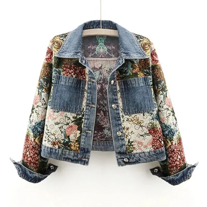 Veste en jean à fleurs