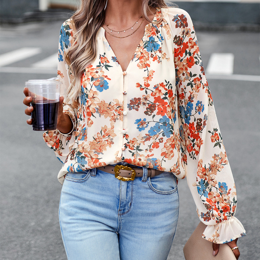 Blouse élégante à fleurs