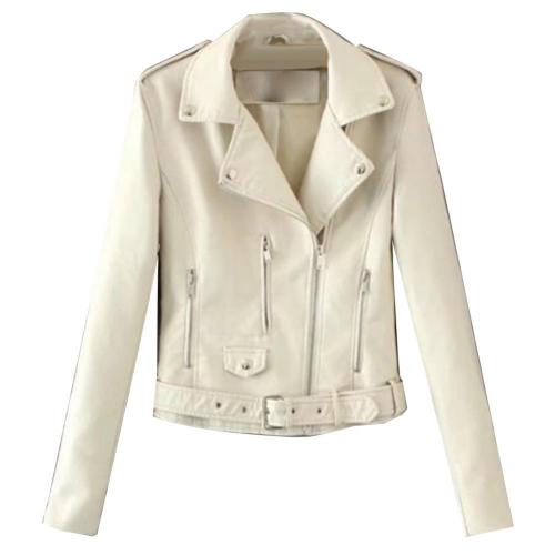 Veste en cuir réversible à ceinture zippée BelleVie® Rosé Sport Style