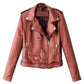 Veste en cuir réversible à ceinture zippée BelleVie® Rosé Sport Style