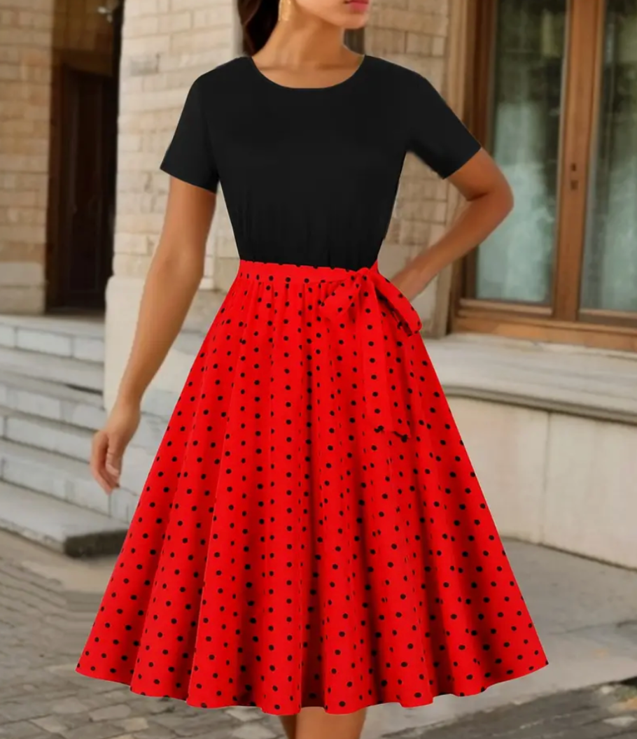 Belle robe vintage polka dot pour femme