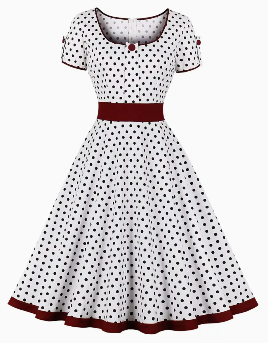 Elégante robe polka vintage pour le printemps/été