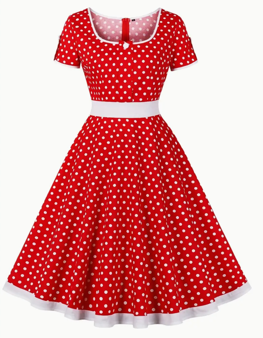 Elégante robe polka vintage pour le printemps/été