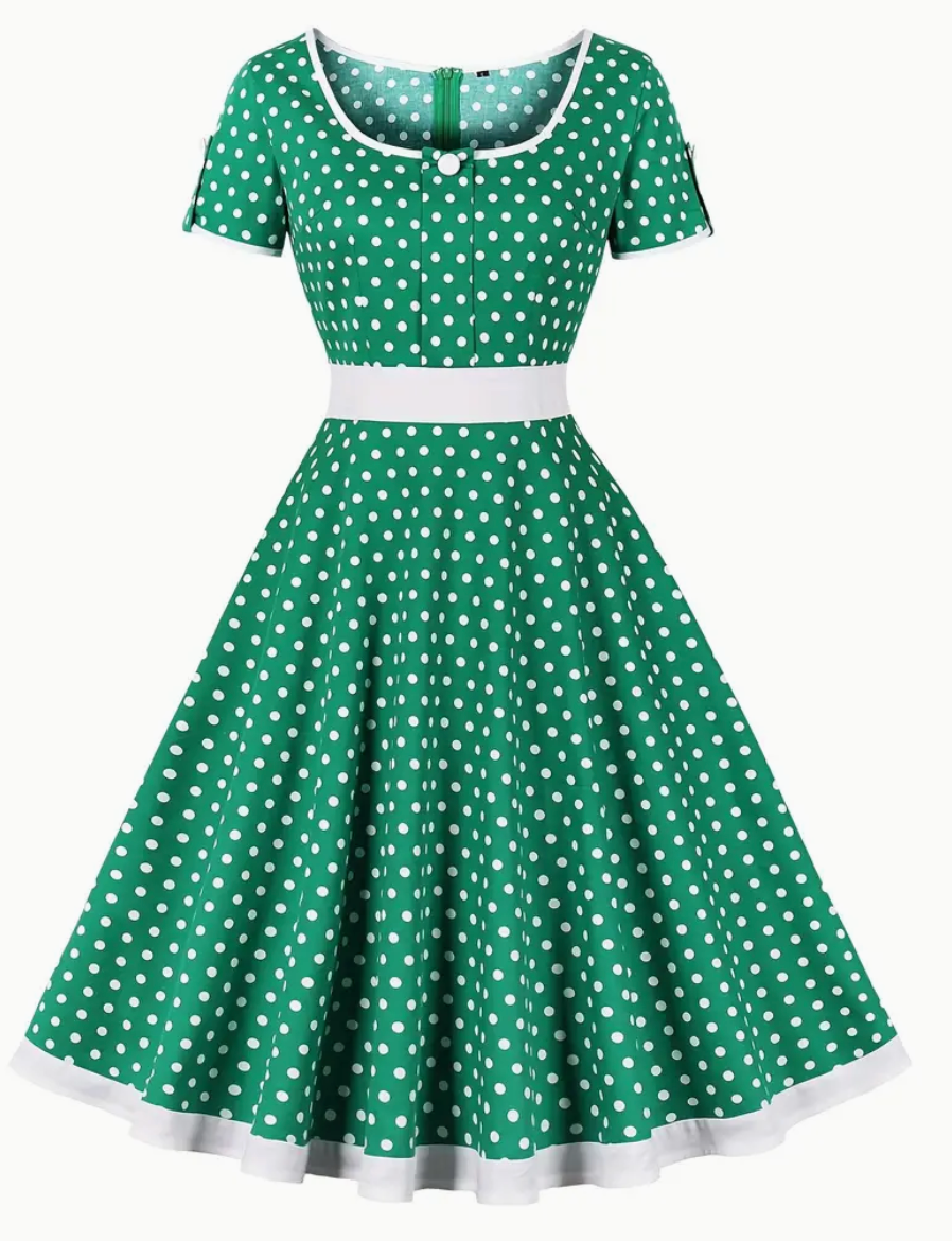 Elégante robe polka vintage pour le printemps/été