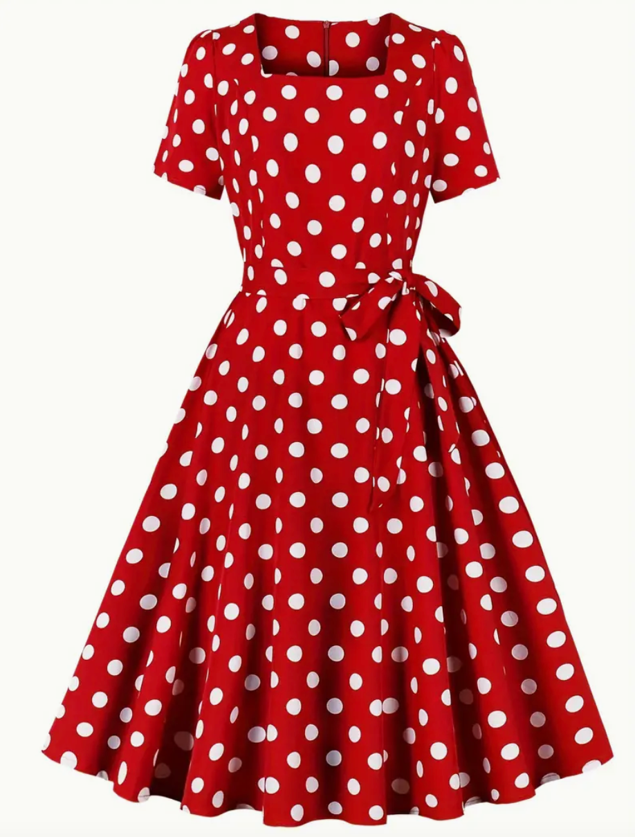 Robe polka élégante et vintage pour le printemps/été