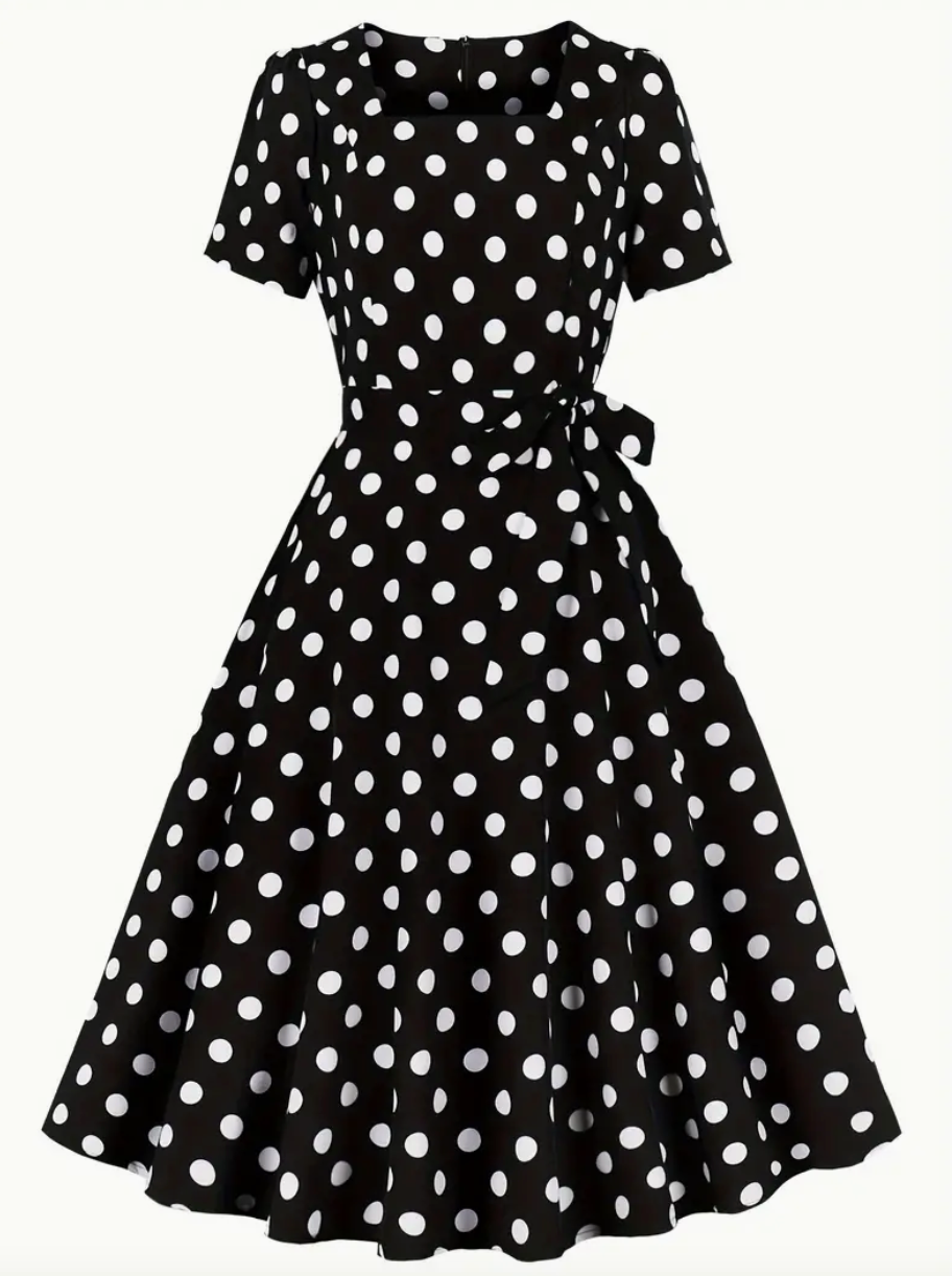 Robe polka élégante et vintage pour le printemps/été