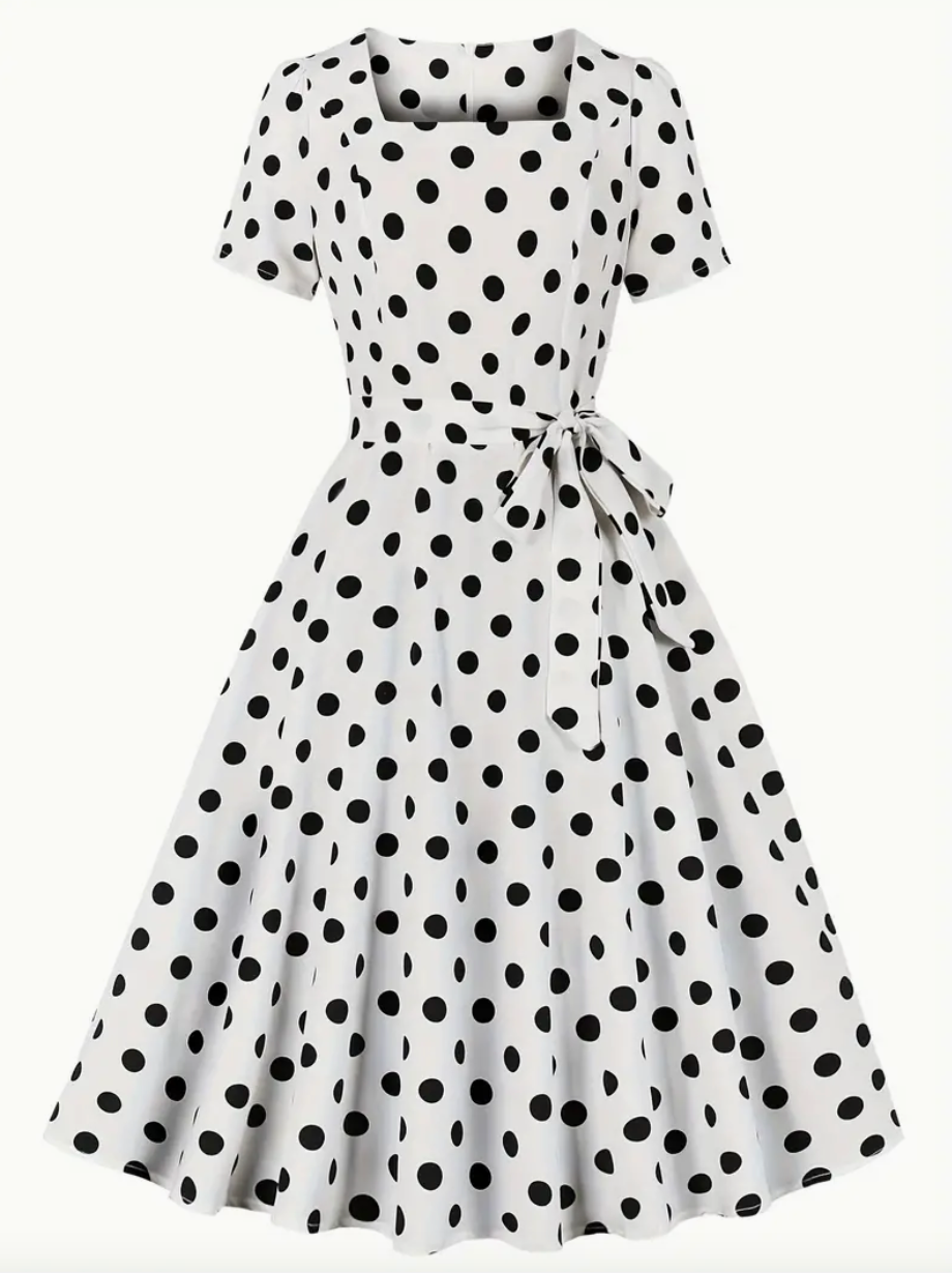 Robe polka élégante et vintage pour le printemps/été