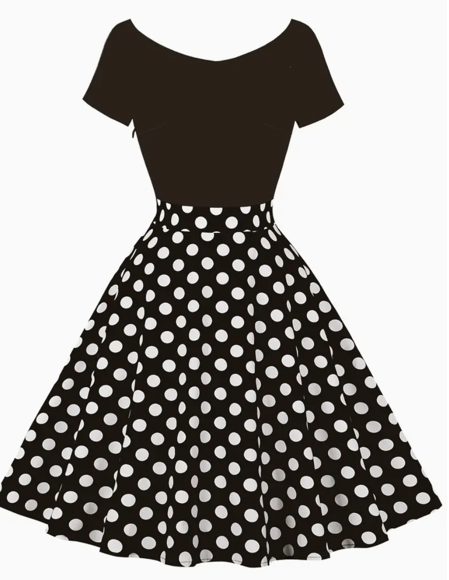 Elégante robe vintage polka pour le printemps/été