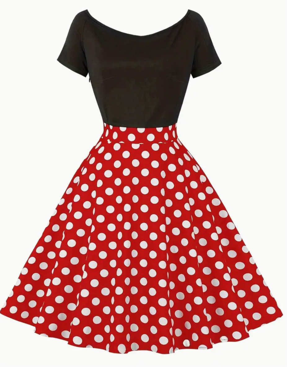 Elégante robe vintage polka pour le printemps/été