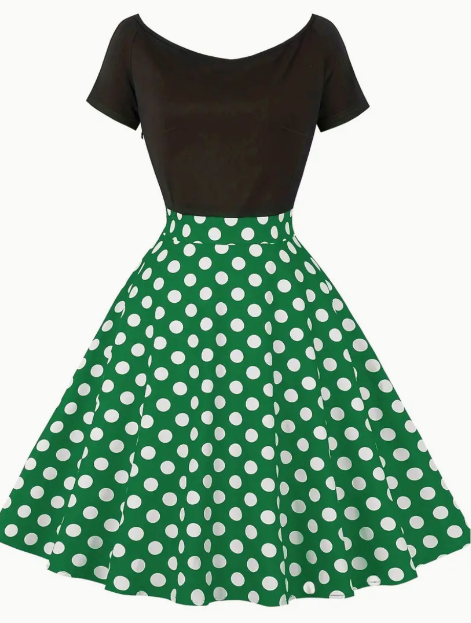 Elégante robe vintage polka pour le printemps/été