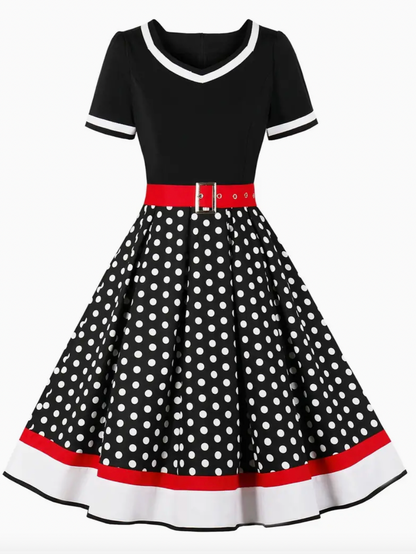 Robe polka vintage élégante pour le printemps/été