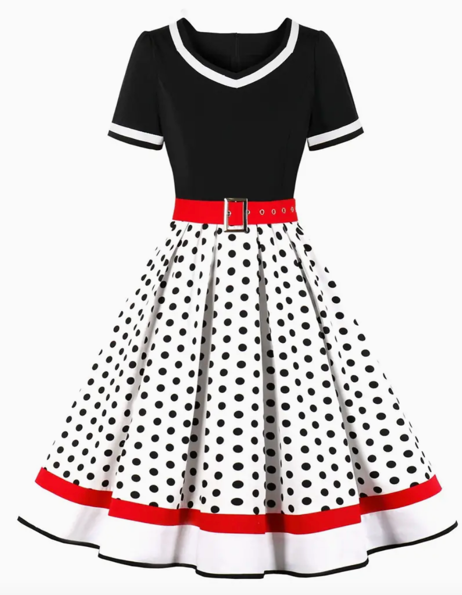 Robe polka vintage élégante pour le printemps/été