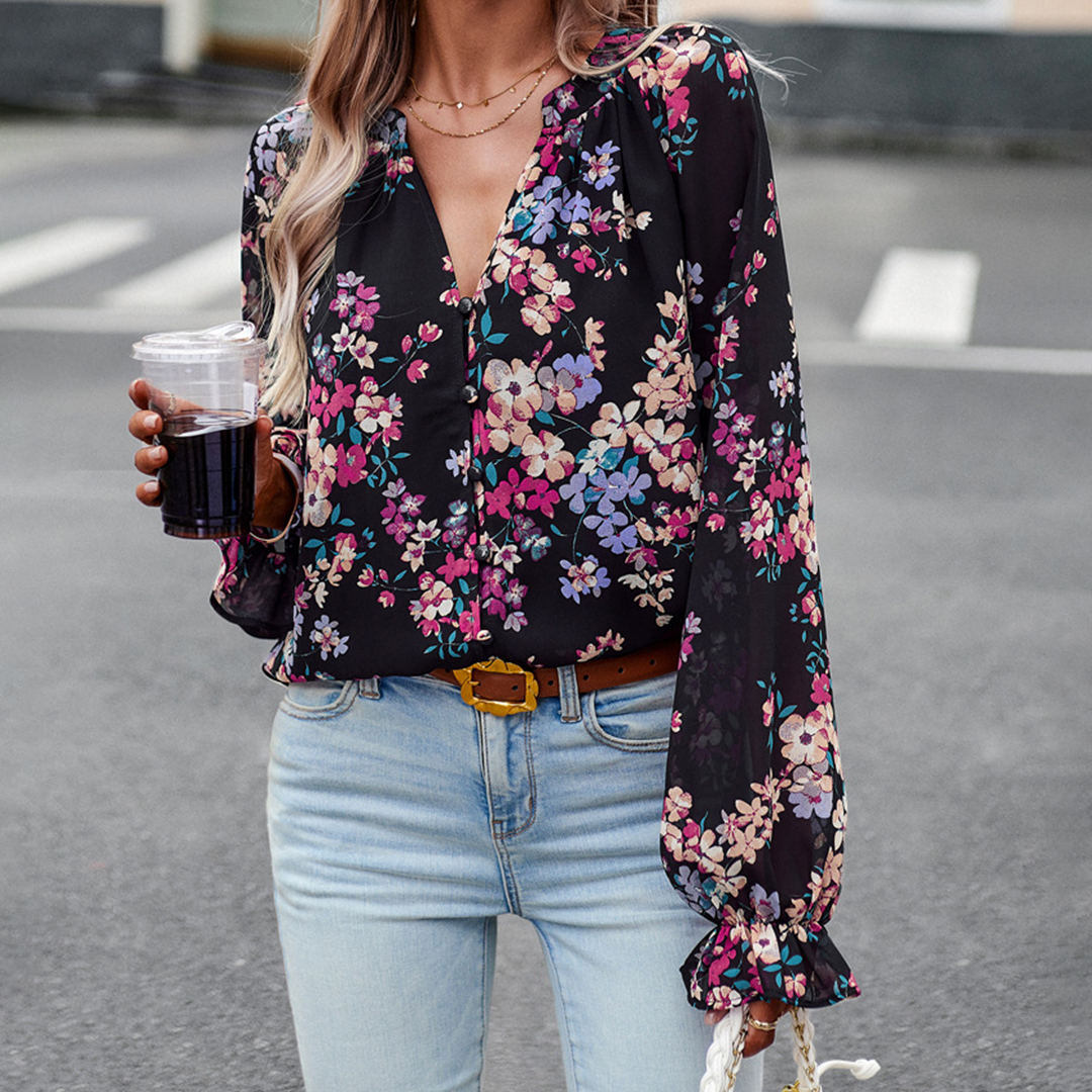 Blouse élégante à fleurs