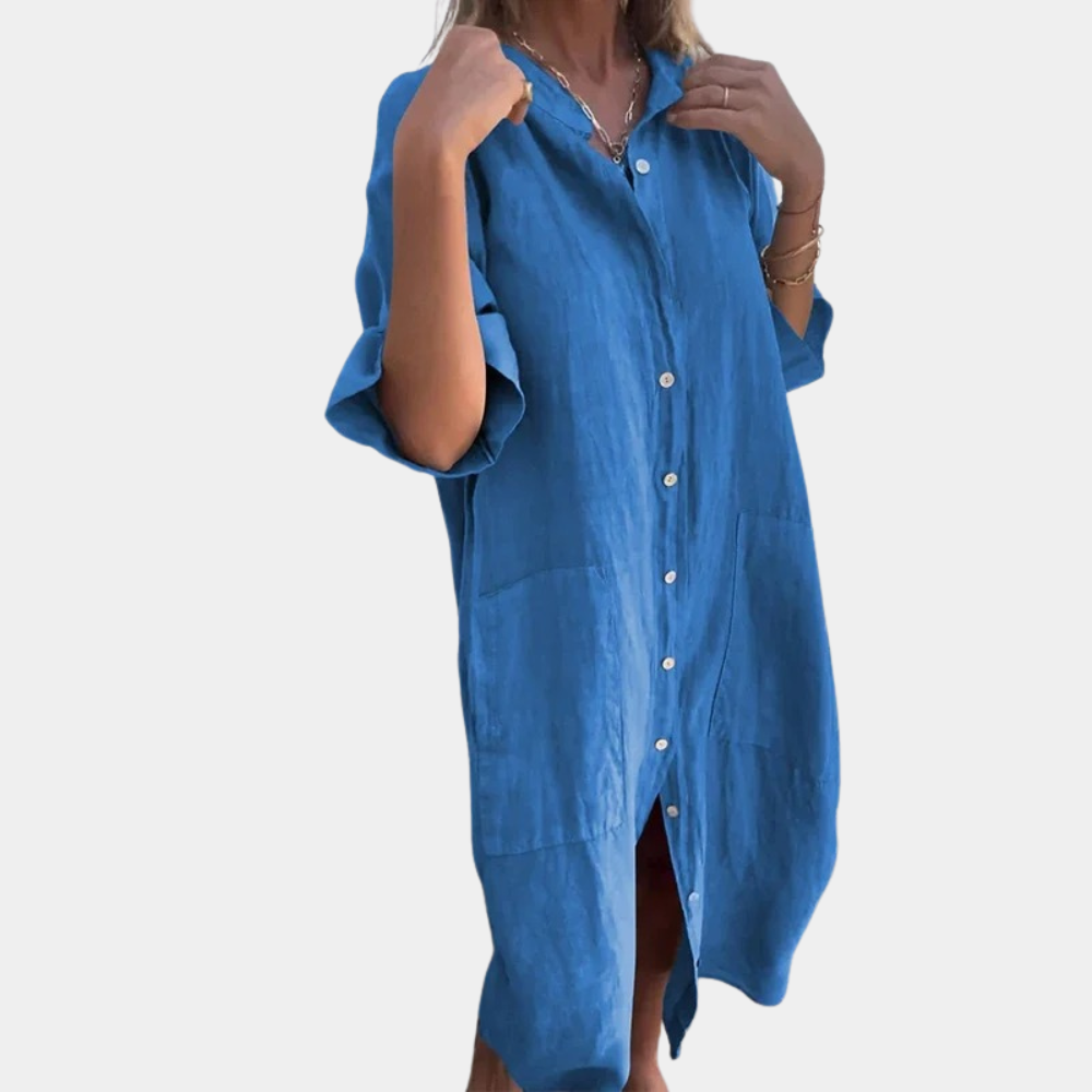 Robe-chemise féminine décontractée avec poches