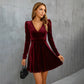 Robe en velours cripes | Caroline