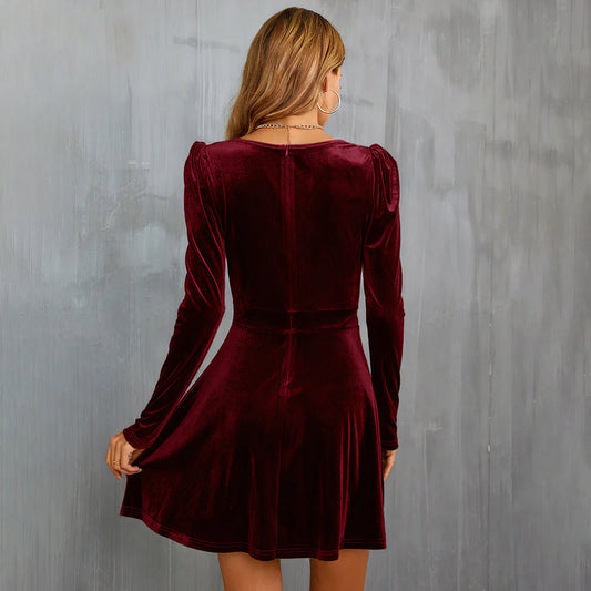 Robe en velours cripes | Caroline