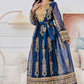 Élégante Robe Caftan Abaya Brodée Bleu Royal à Manches Longues