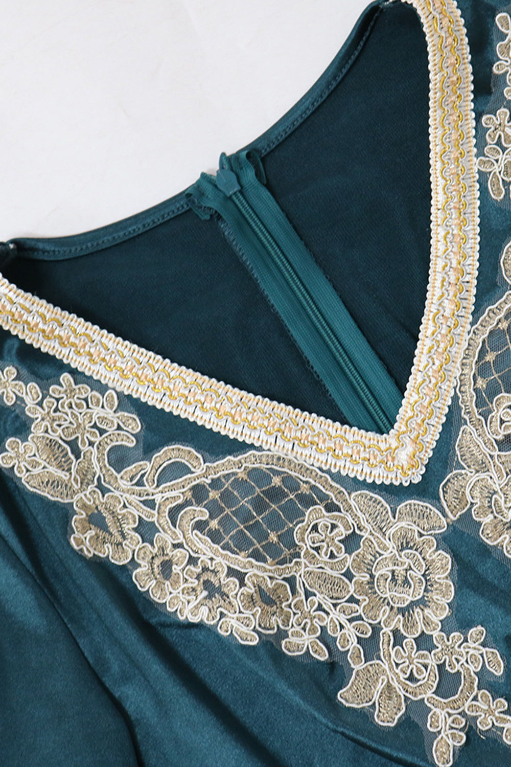 de soirée Abaya Kaftan d'été bleu paon