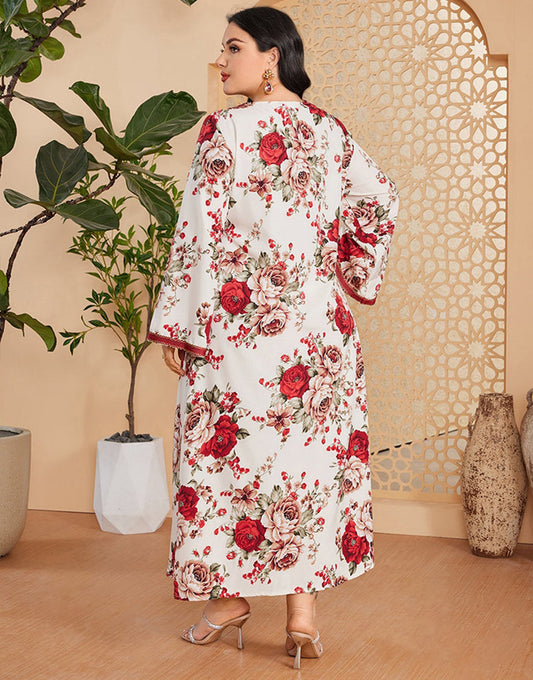 Caftan Abaya Grande Taille à Imprimé Floral