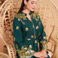 marocain Abaya à col en V perlé vert foncé