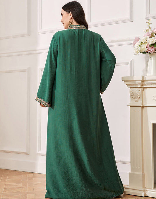 caftan marocaine Abaya élégante grande taille vert foncé