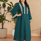 marocain Abaya élégant grande taille vert foncé