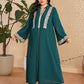 marocain Abaya élégant grande taille vert foncé