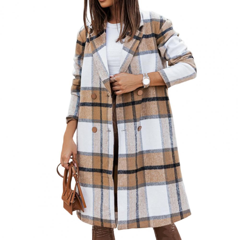 Manteau Femme ChicTrend® Tartan Chic Doublé avec Bouton