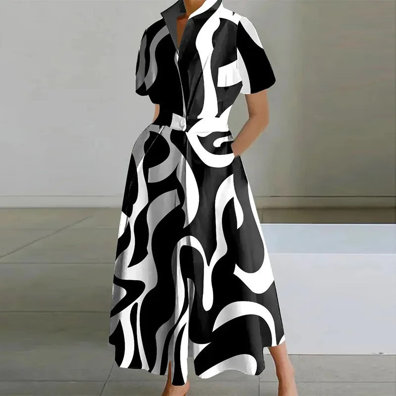 Robe imprimée noir et blanc