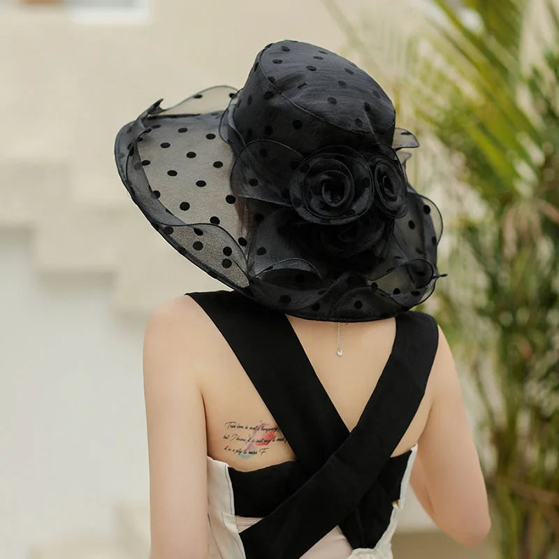 Dot Chiffon Seau Chapeau