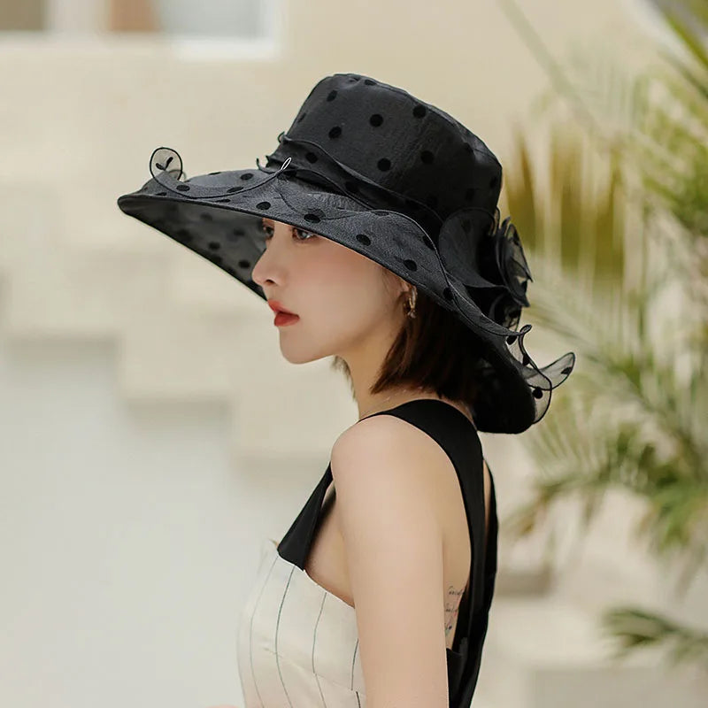 Dot Chiffon Seau Chapeau