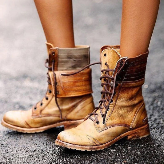 Bottines à lacets en cuir pour femme