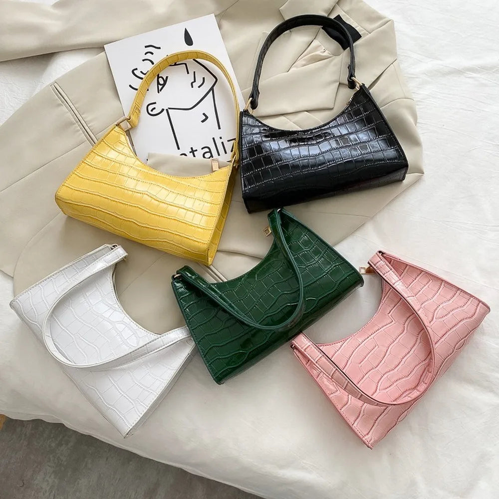 Damen Leder Schultertasche im Retro-Stil