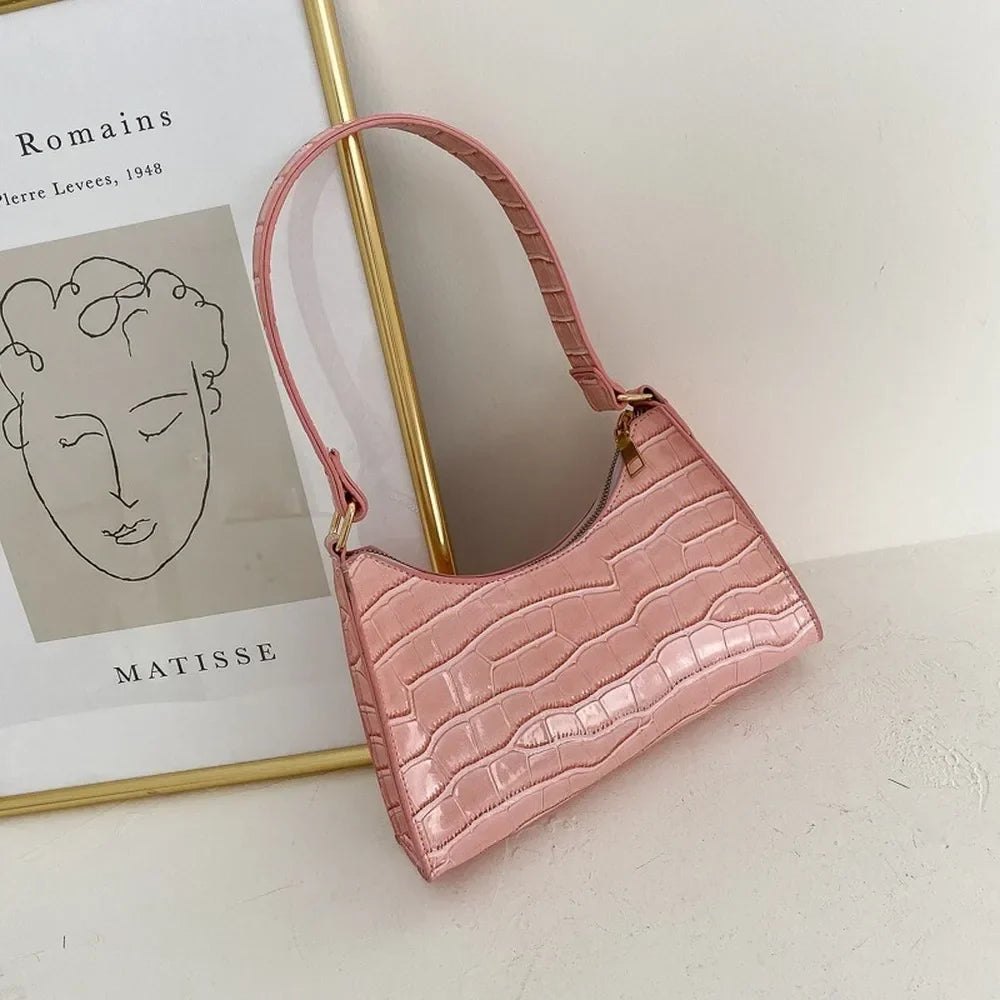 Damen Leder Schultertasche im Retro-Stil