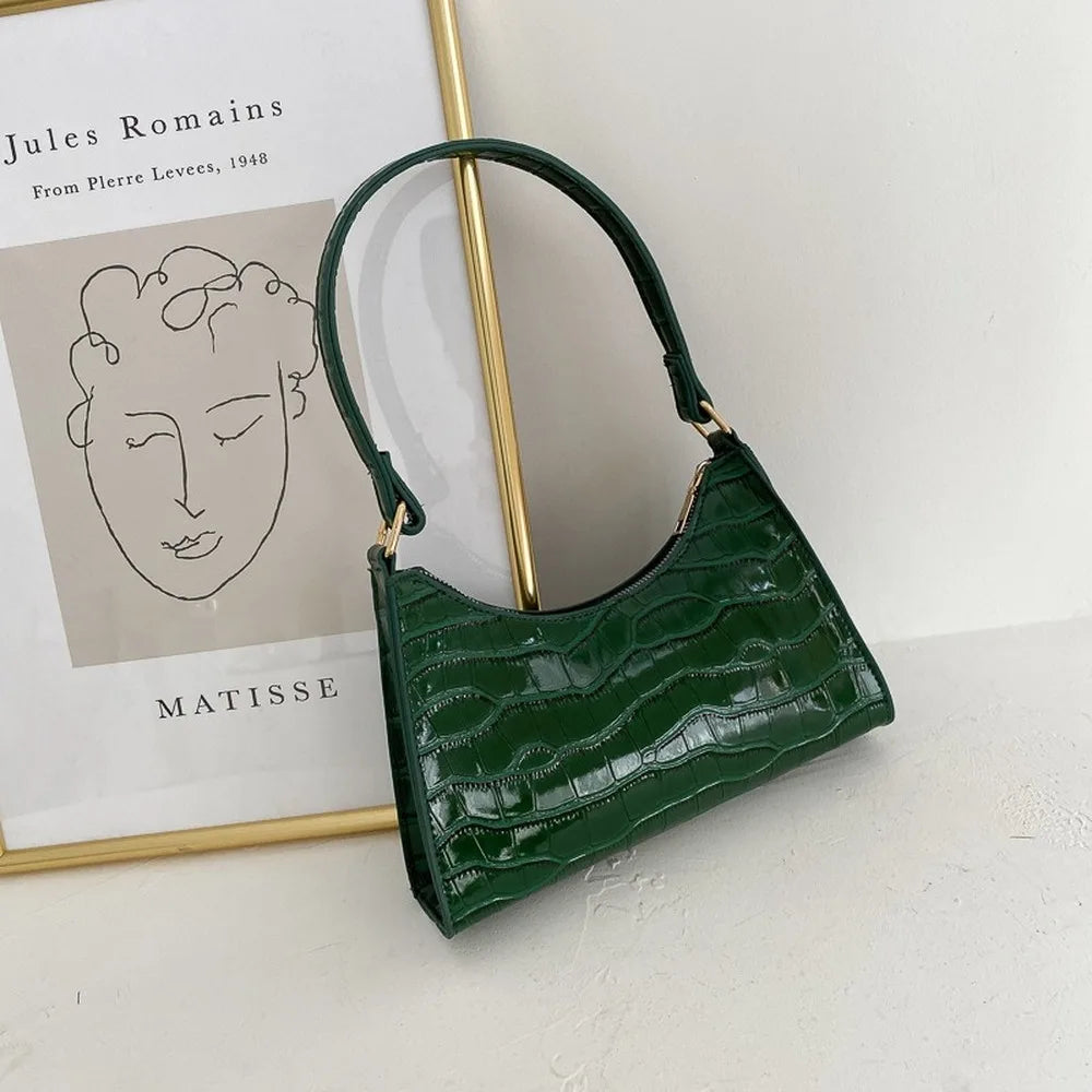 Damen Leder Schultertasche im Retro-Stil