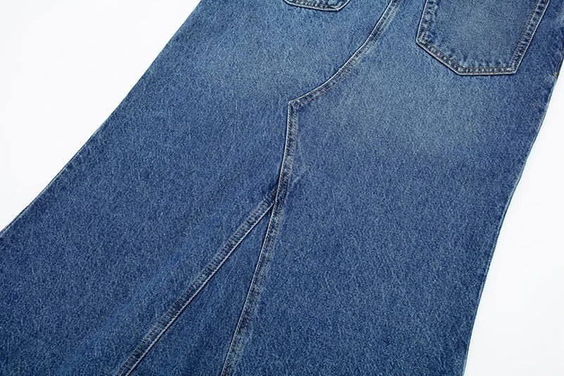 Cripes - jupe longue évasée en denim casual