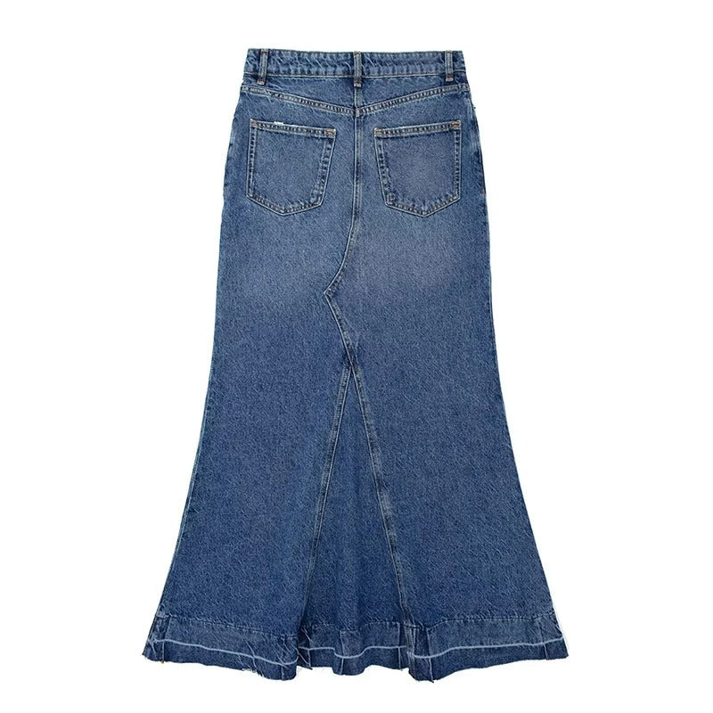 Cripes - jupe longue évasée en denim casual