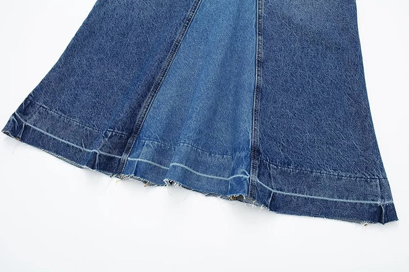 Cripes - jupe longue évasée en denim casual